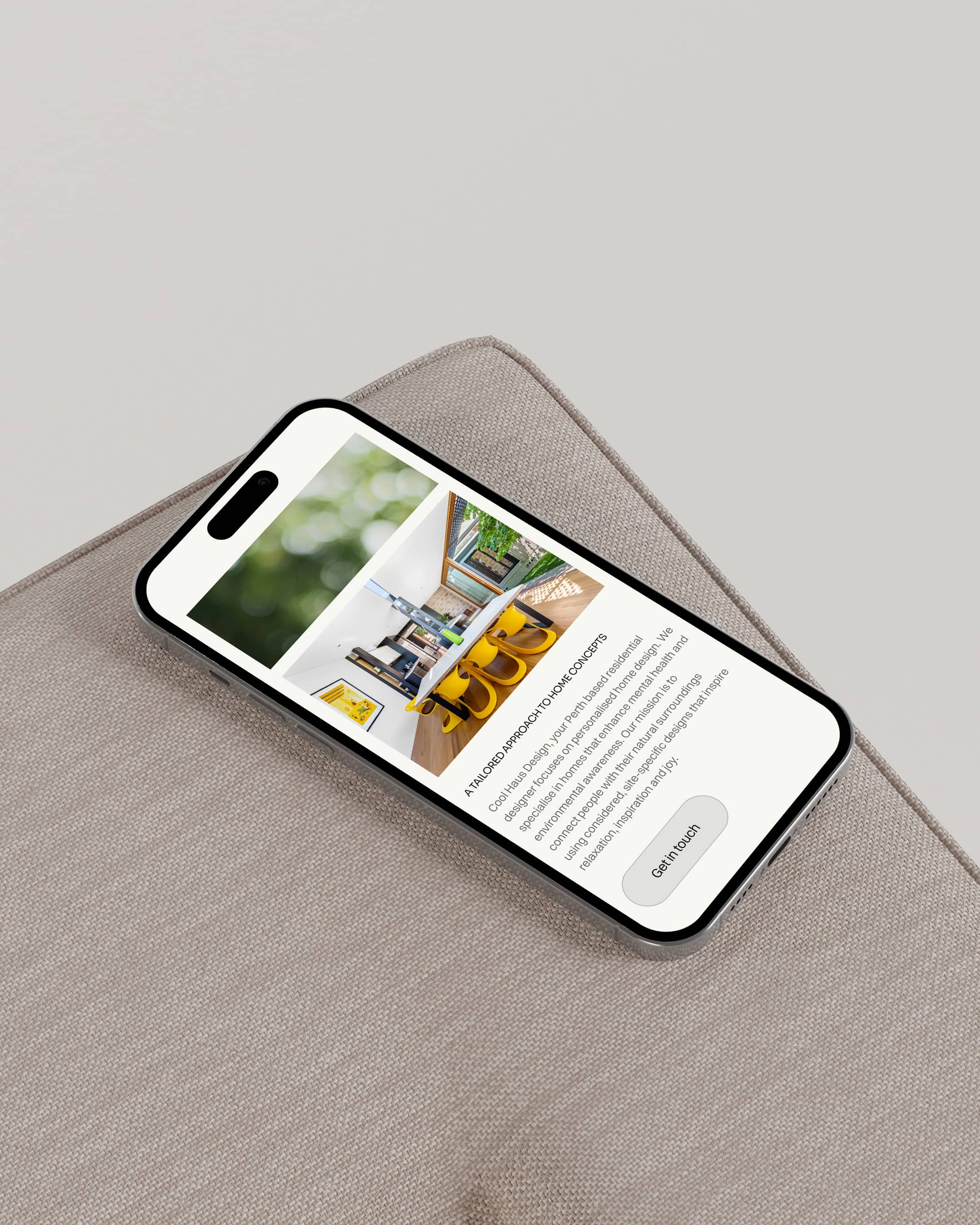 Mobile view of Cool Haus Design website