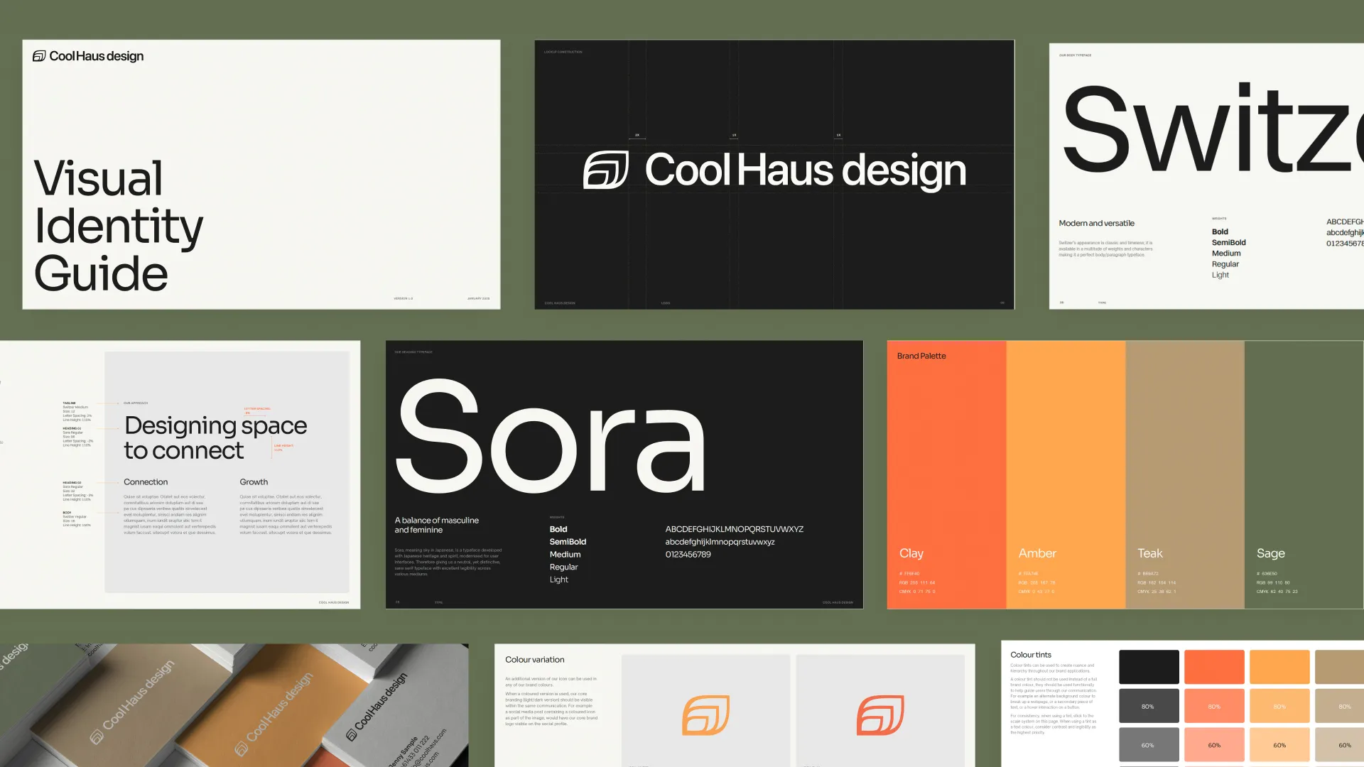 Visual identity guide pages for Cool Haus Design, by The Mindful Facilitator