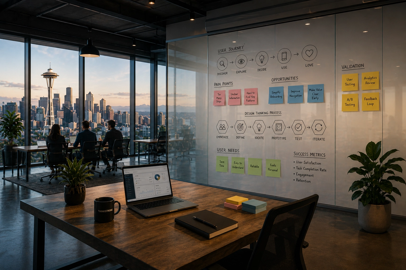 UX researcher conducting user interviews for a Seattle tech product