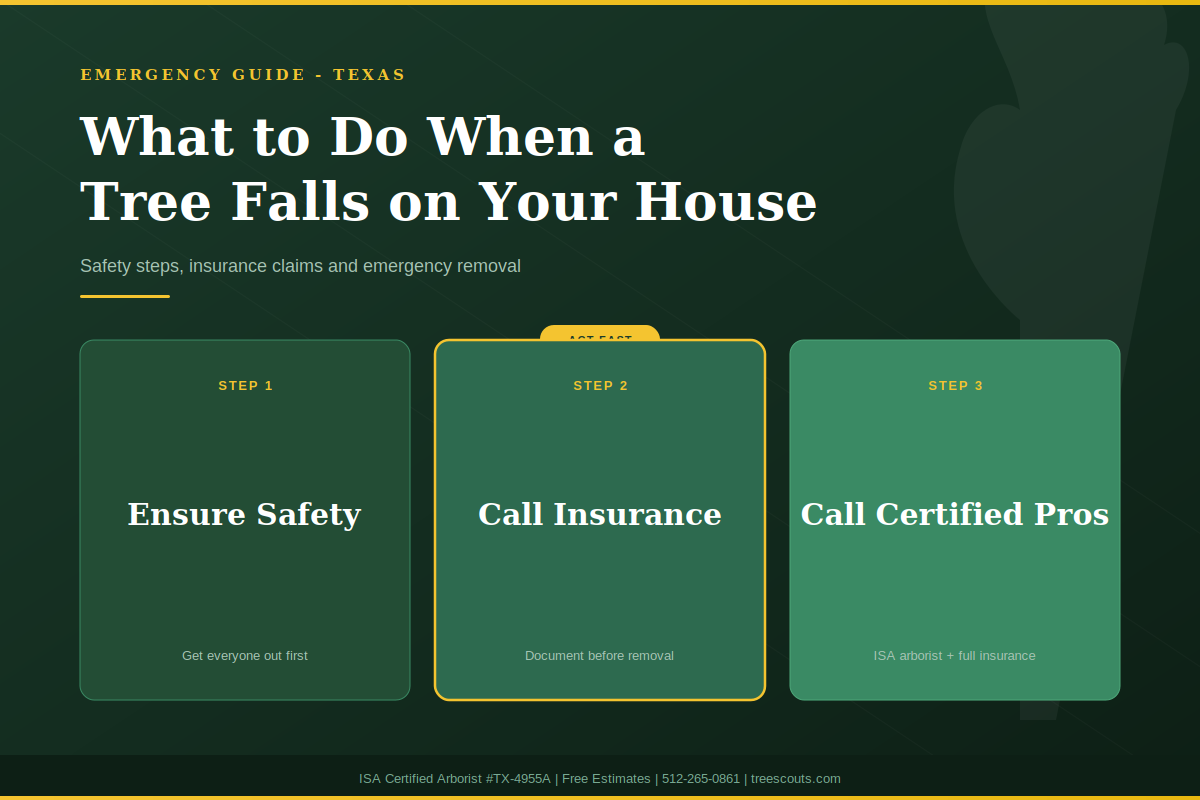 Emergency steps when a tree falls on your house in Texas