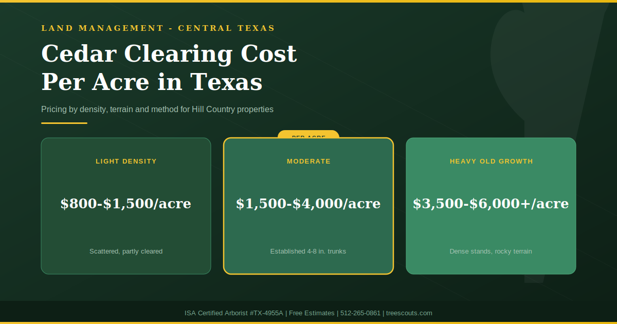 Cedar clearing cost per acre for Texas Hill Country properties