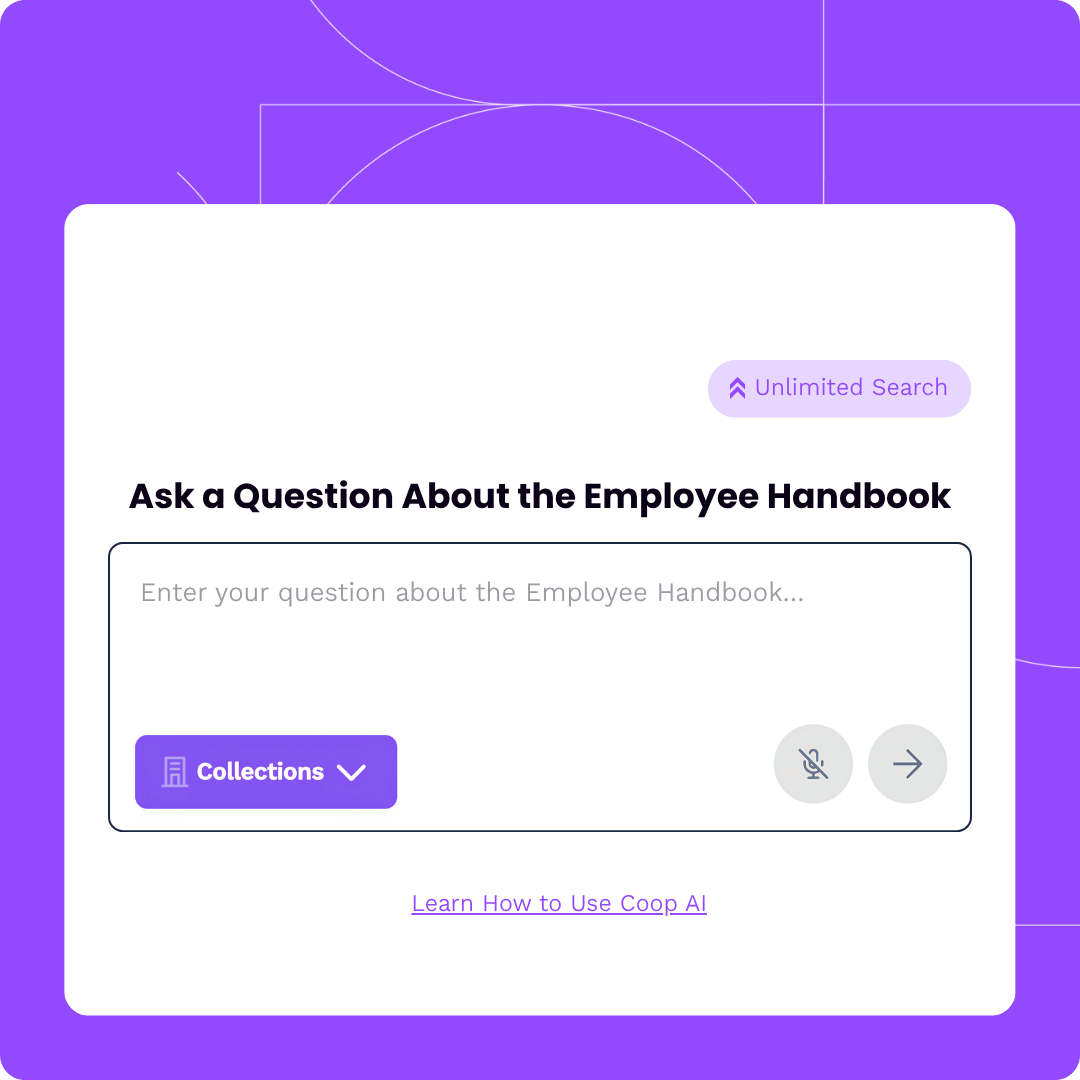 A user about to search their employee handbook in Coop AI.