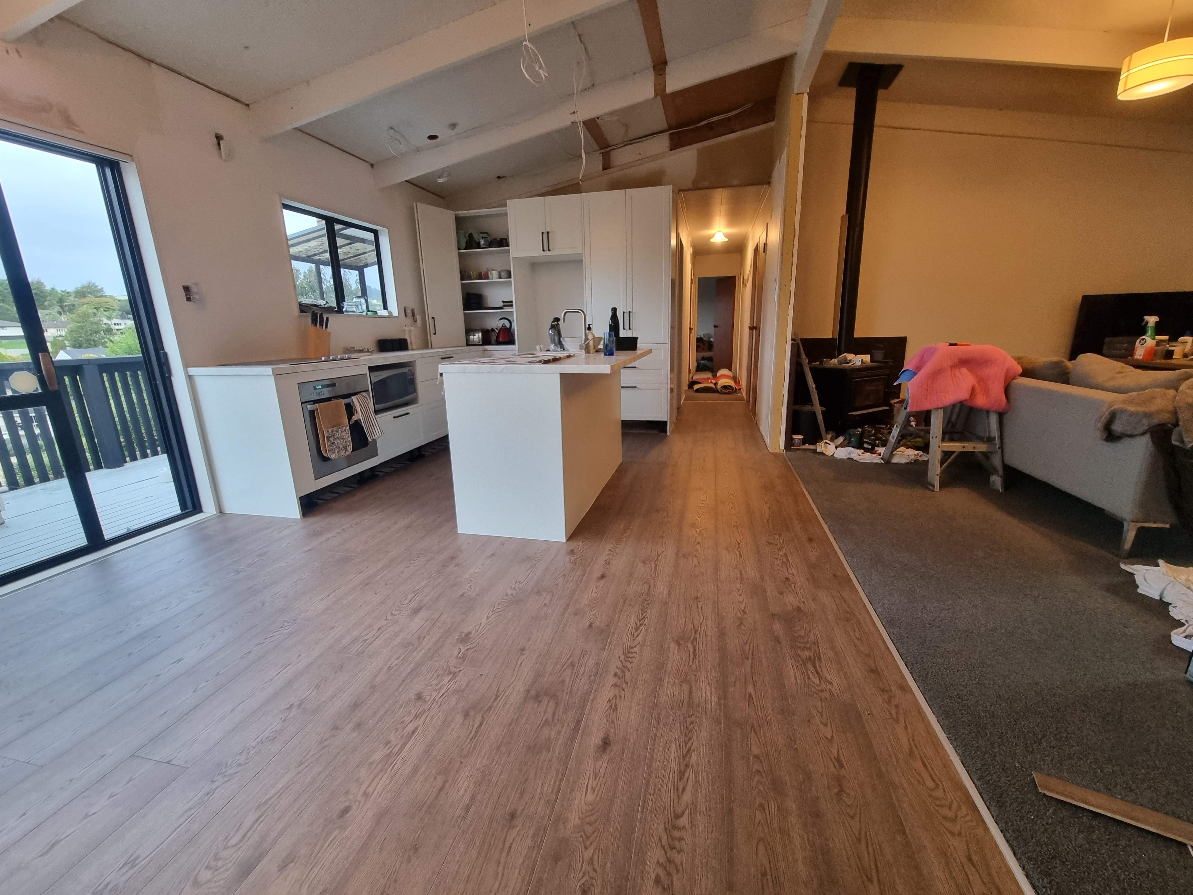 Vinyl flooring installed in an open living space