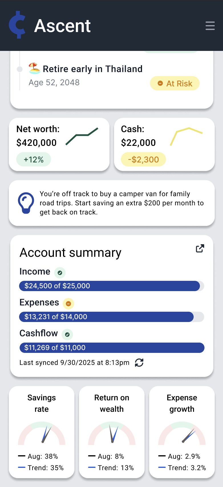 Another hero image that shows the dashboard widgets on the home page.
