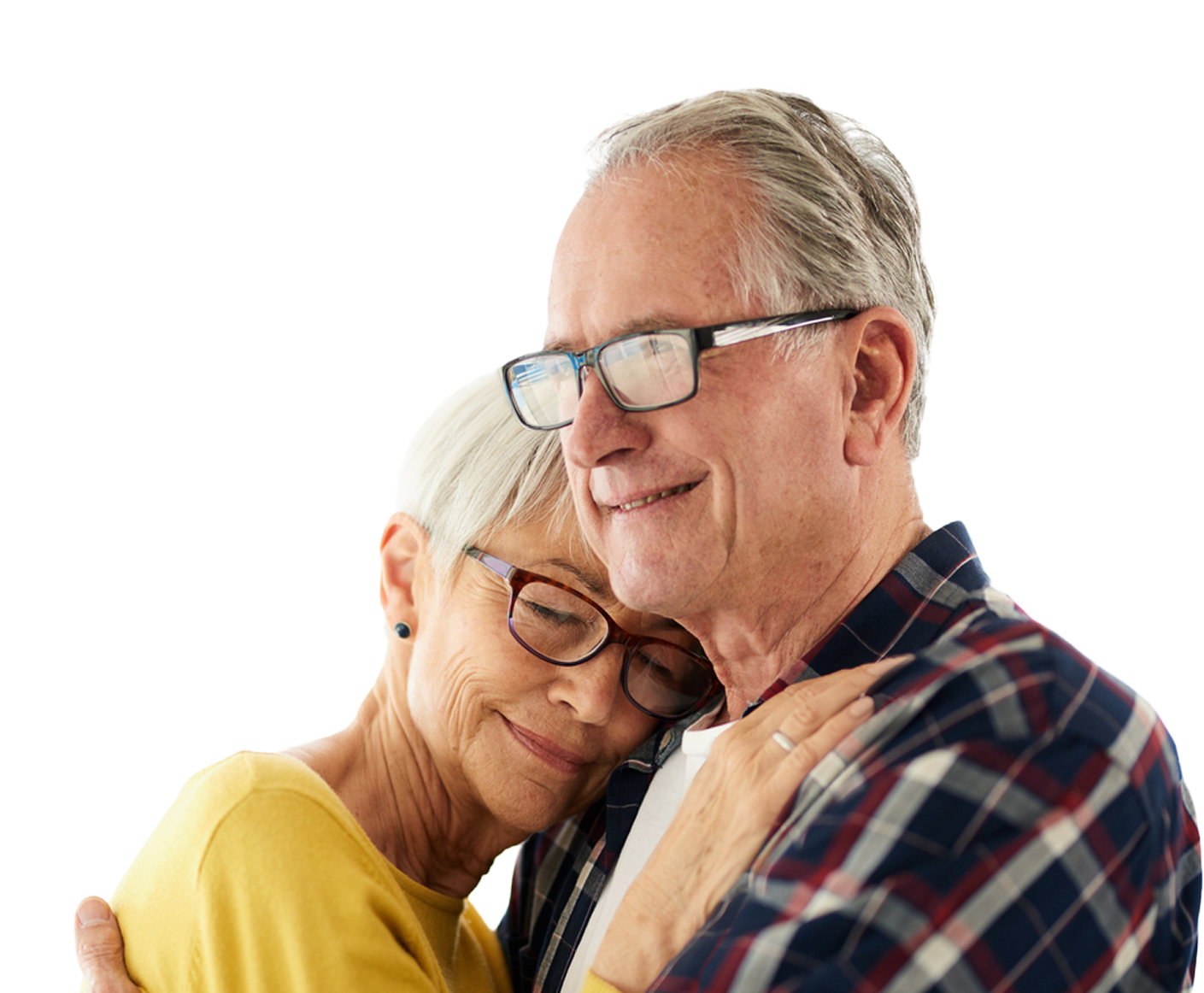 Elderly couple embracing