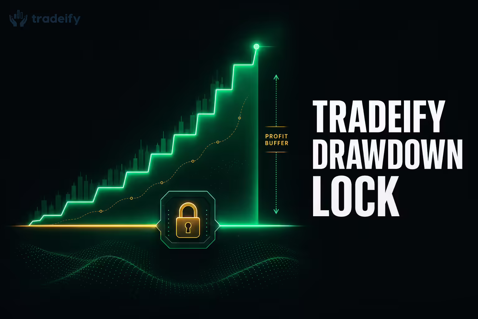 Fixed drawdown floor locking under a rising funded account equity curve