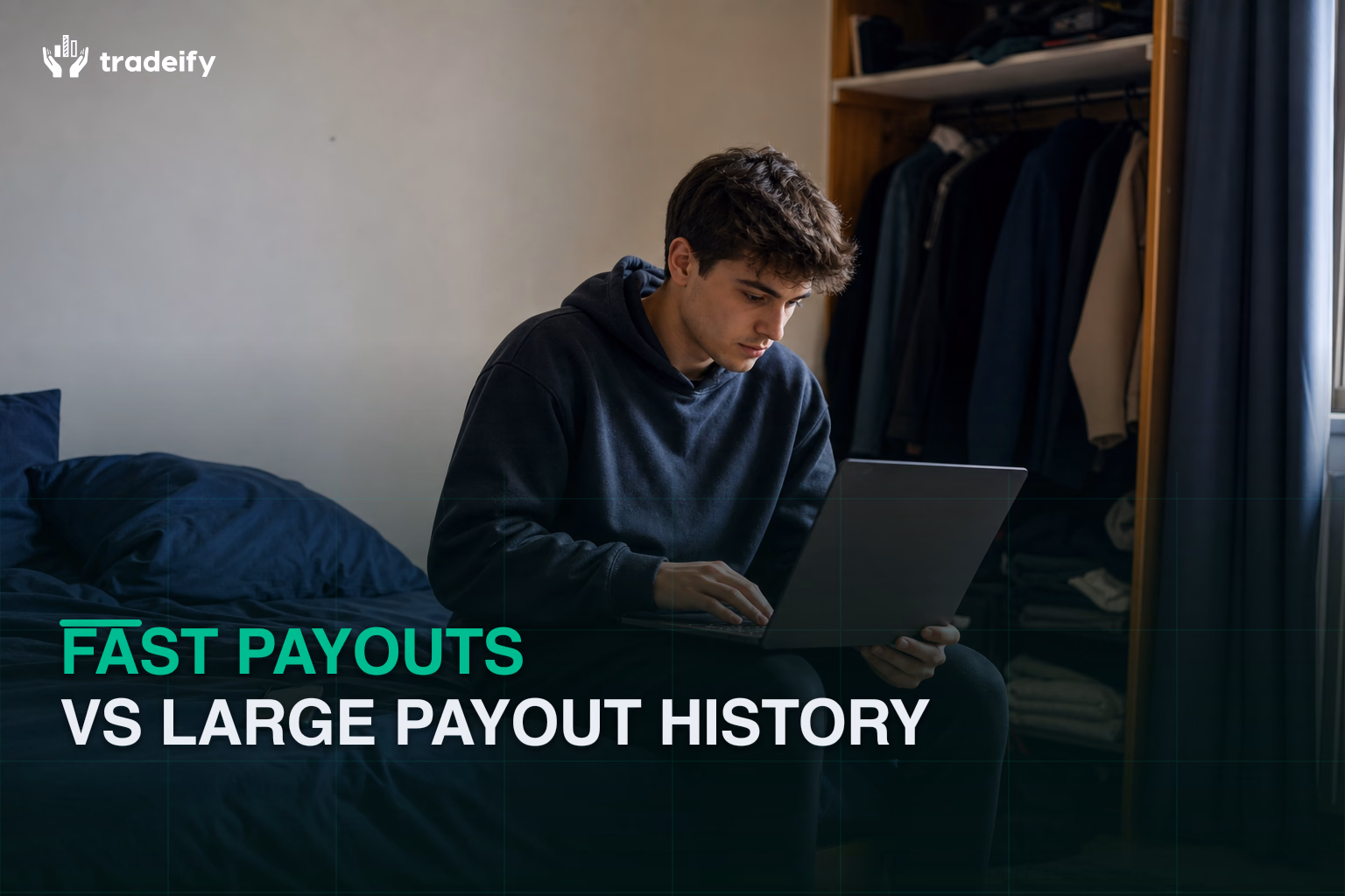 Dorm-room trader balancing payout speed with depth of payout history