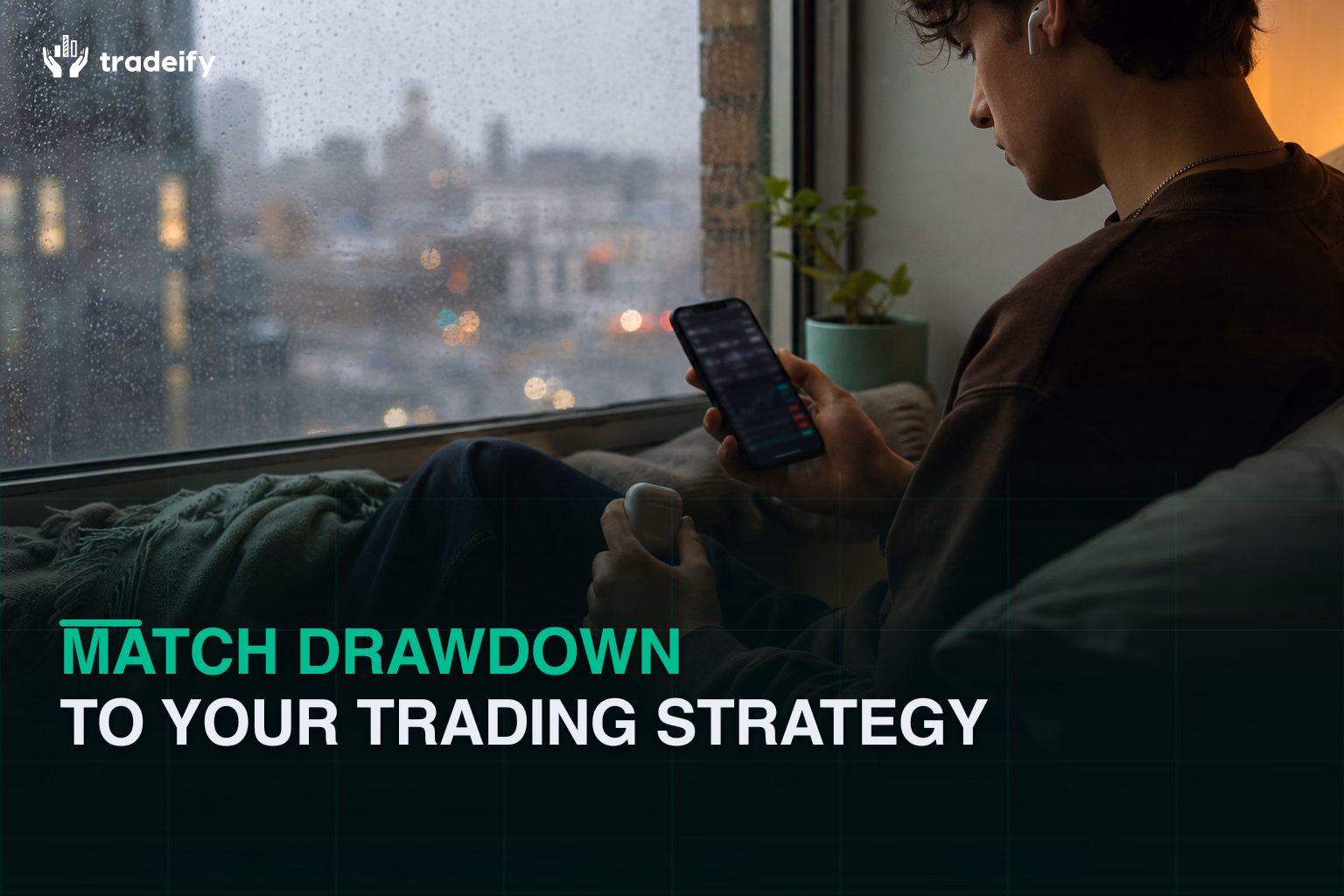 Young trader reviewing recent results on a tablet before matching risk to an account