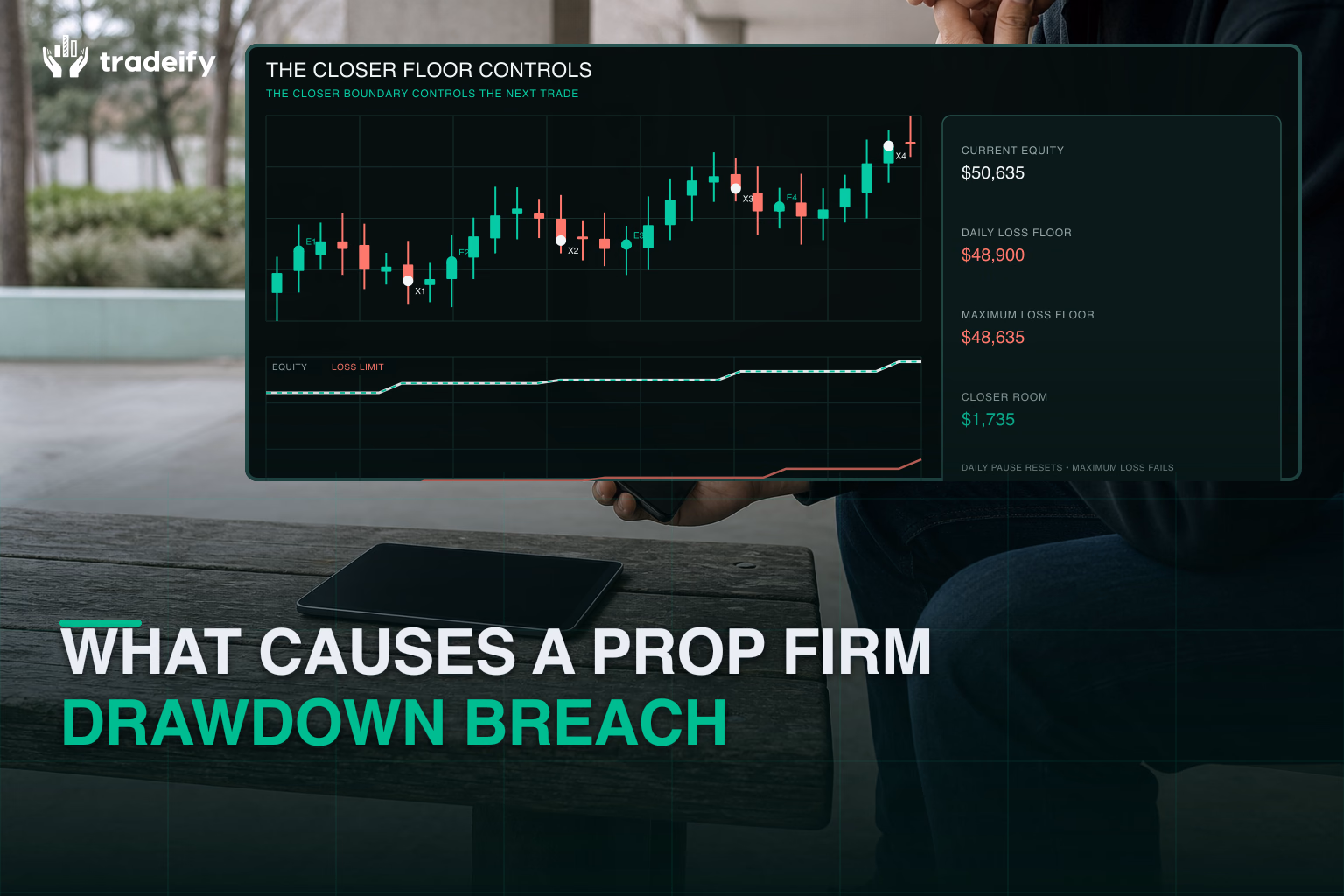 Current equity approaching the closer daily and maximum drawdown failure boundaries