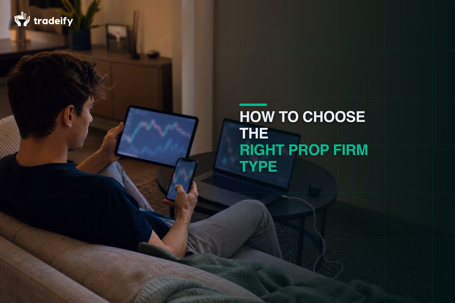 Trader comparing market device and workflow fit from a relaxed couch setup