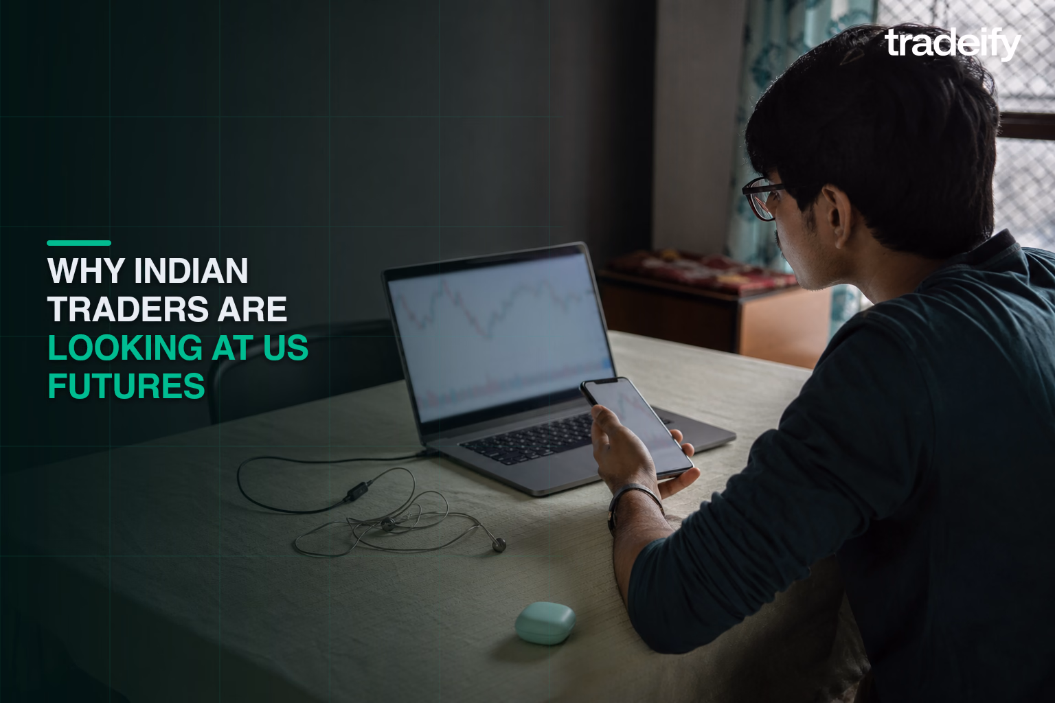 Indian trader exploring a US futures workflow from a lived-in apartment dining table