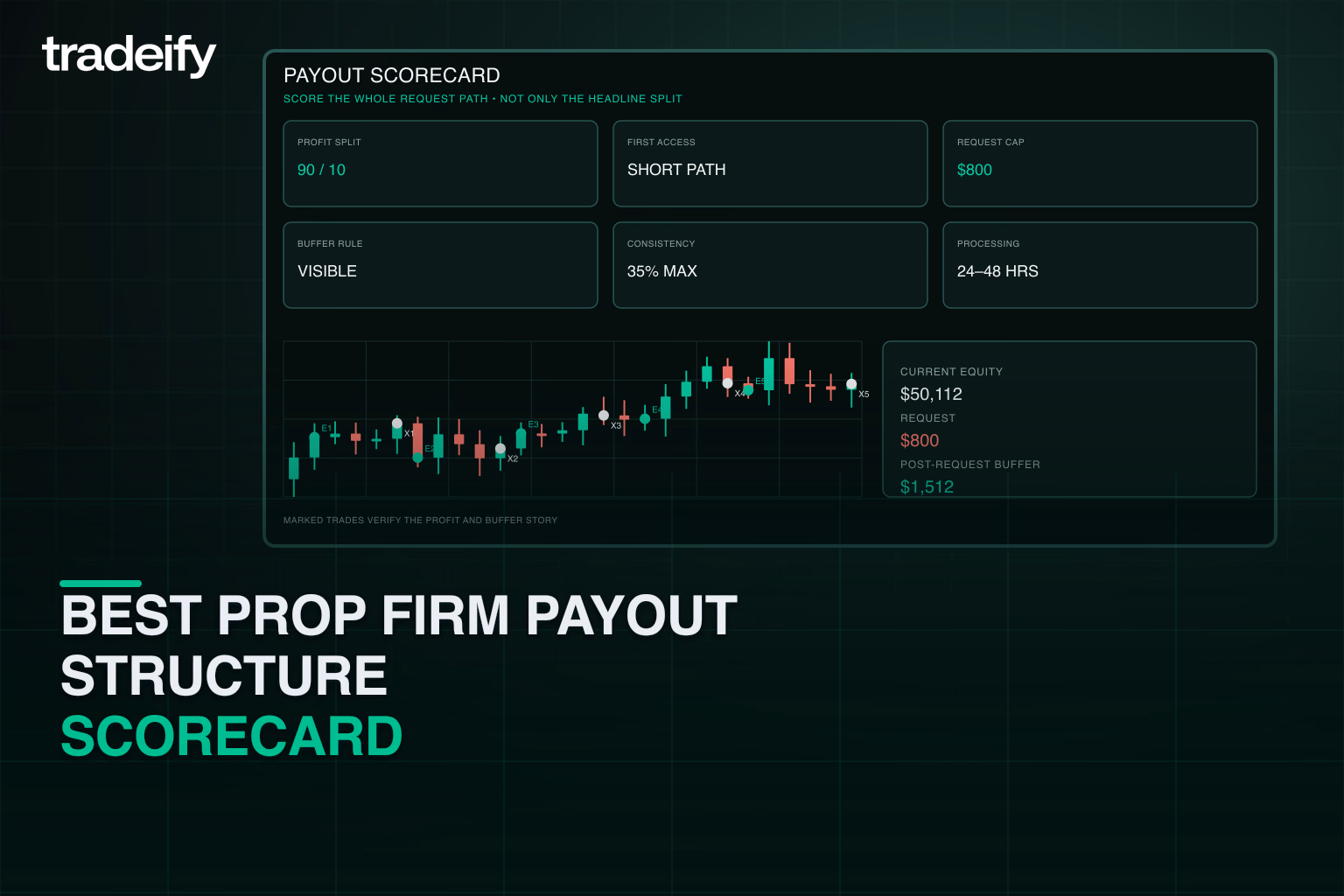 Deterministic payout scorecard comparing split, access, request cap, buffer, consistency, and processing