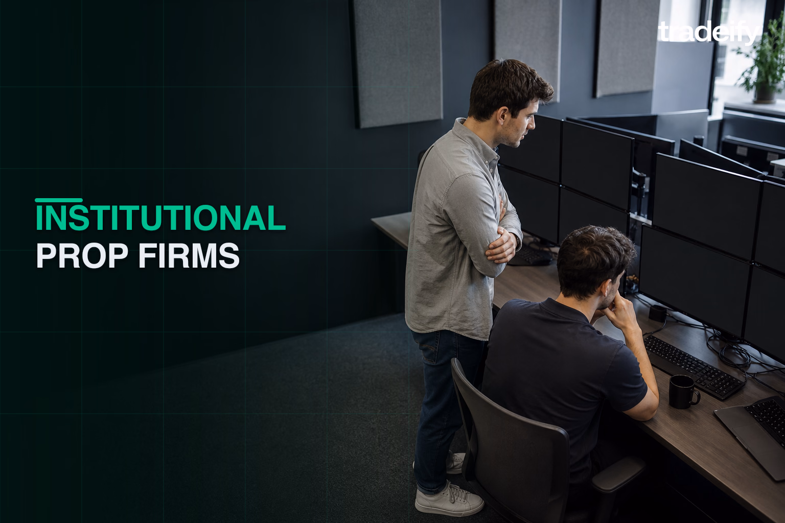 Two early-career analysts collaborating in a practical institutional trading bullpen