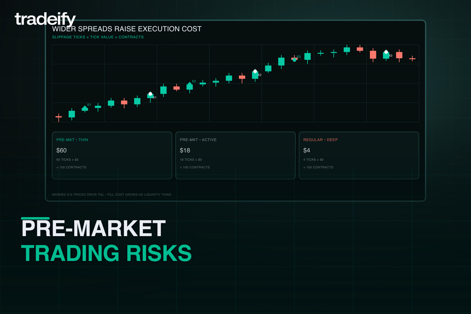 Validated comparison showing how thin pre-market liquidity and wider spreads increase execution cost