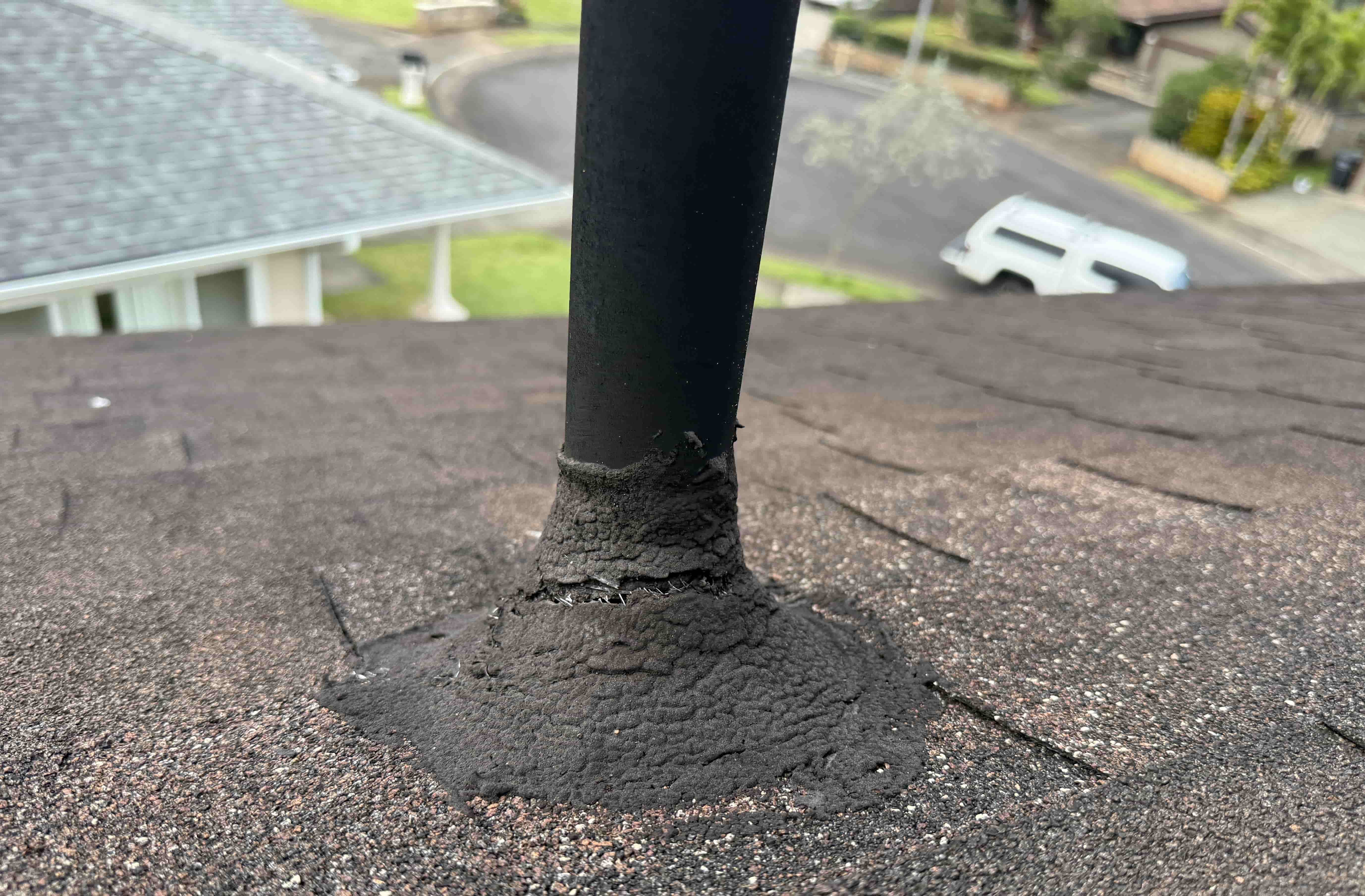 Damaged pipe jack on Hawaiian roof