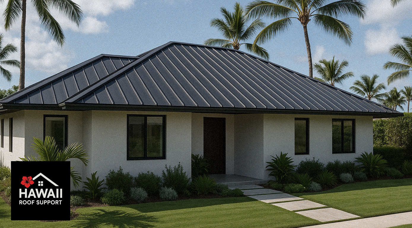 Modern Hawaiian home with standing seam metal roof