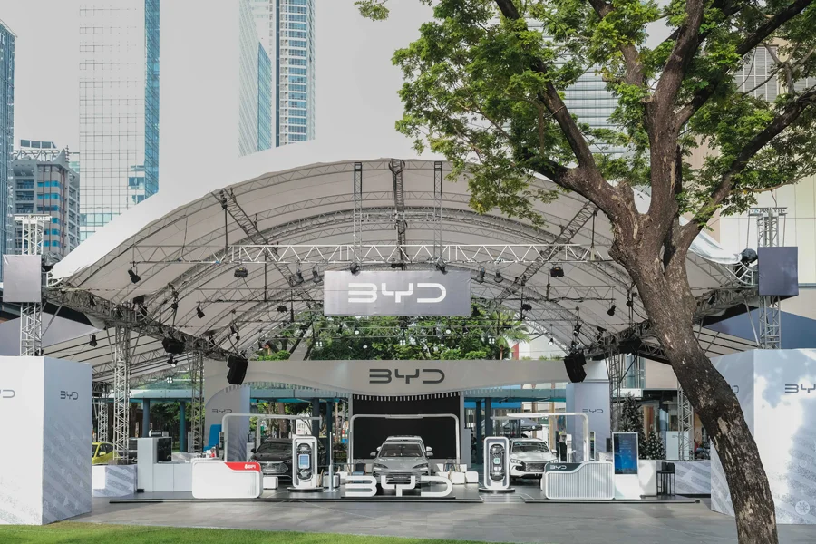 The BYD Tech Tour display at BGC Ampitheater