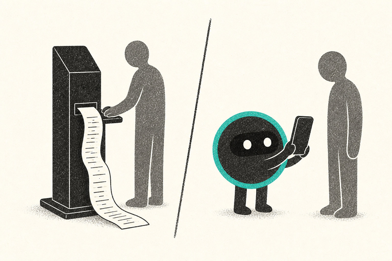 Staff on the column vs a return scan with no app and no buttons.