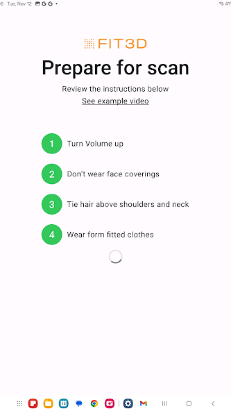 Official Fit3D SNAP Prepare for scan screen from Google Play