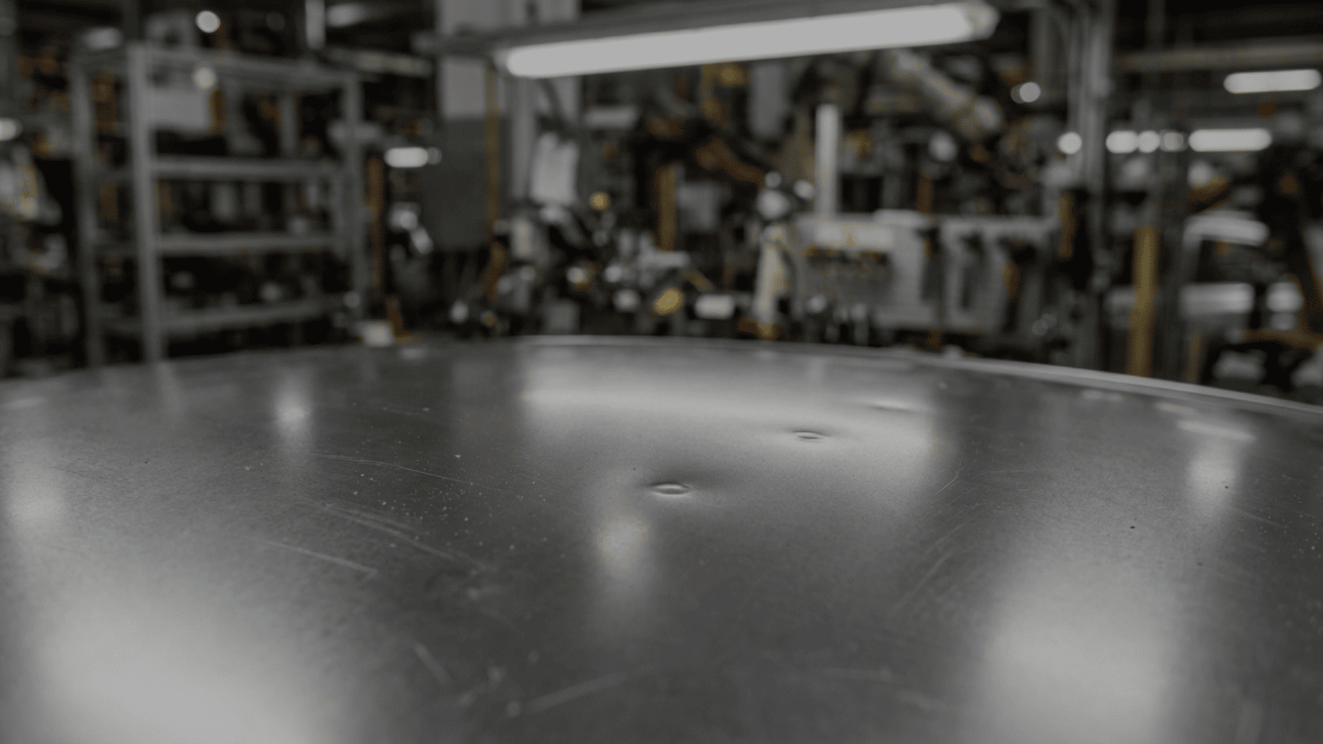 Close-up view of dents on an unpainted metal automotive panel in a press shop environment, highlighting surface defects detected by Vision AI systems.