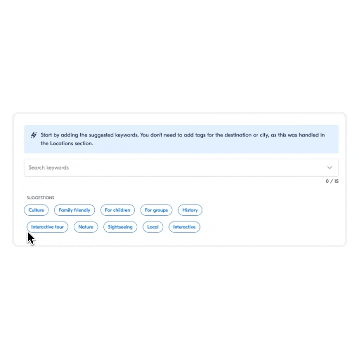 Create faster with AI-assisted keywords and location suggestions that best highlight your activities.