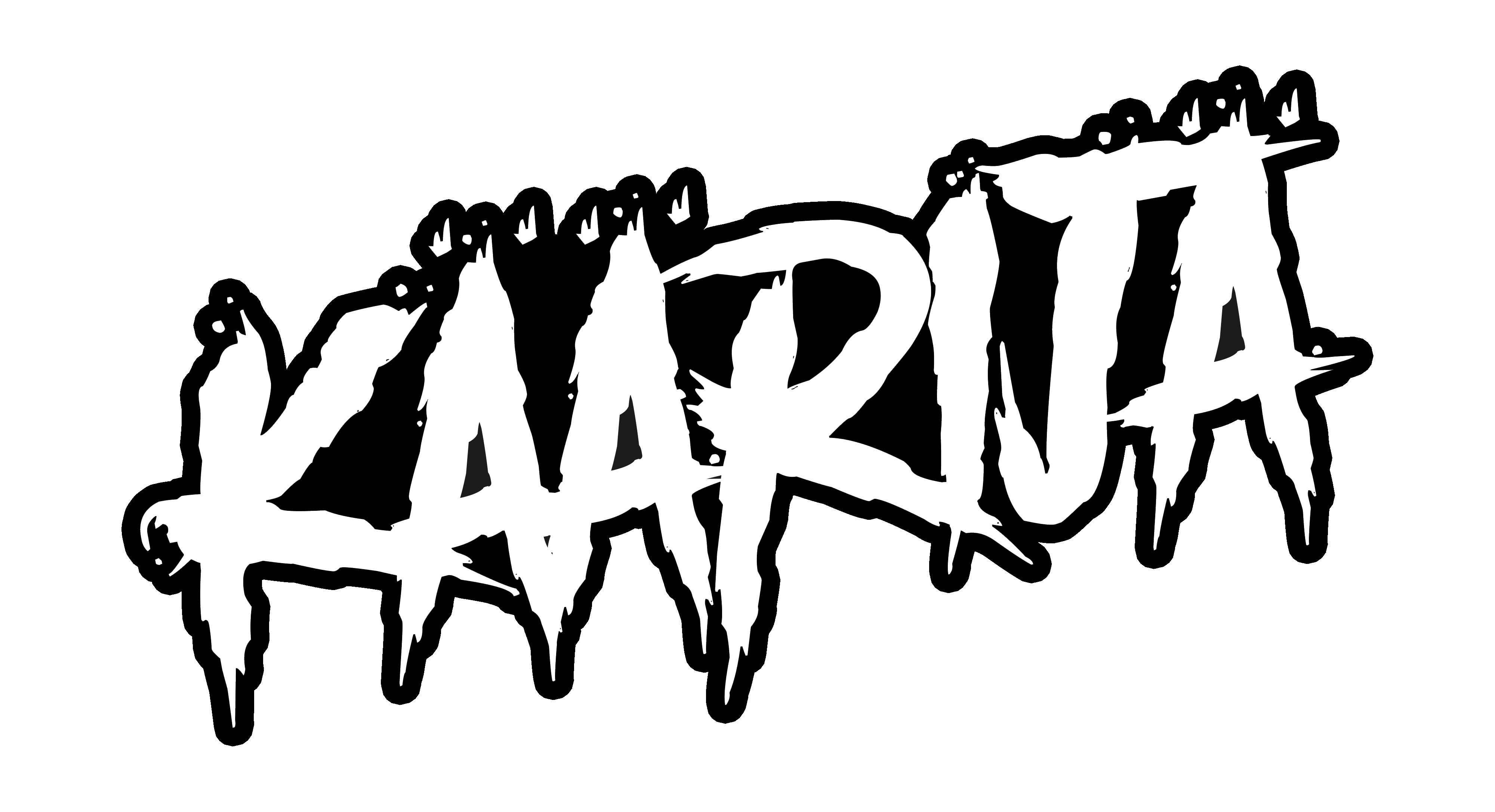The word 'KAARIJA' in stylized white uppercase letters with jagged edges and a black outline.