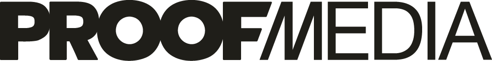 The word PROOFMEDIA in bold black uppercase letters with PROOF in a thick font and MEDIA in a slimmer font.