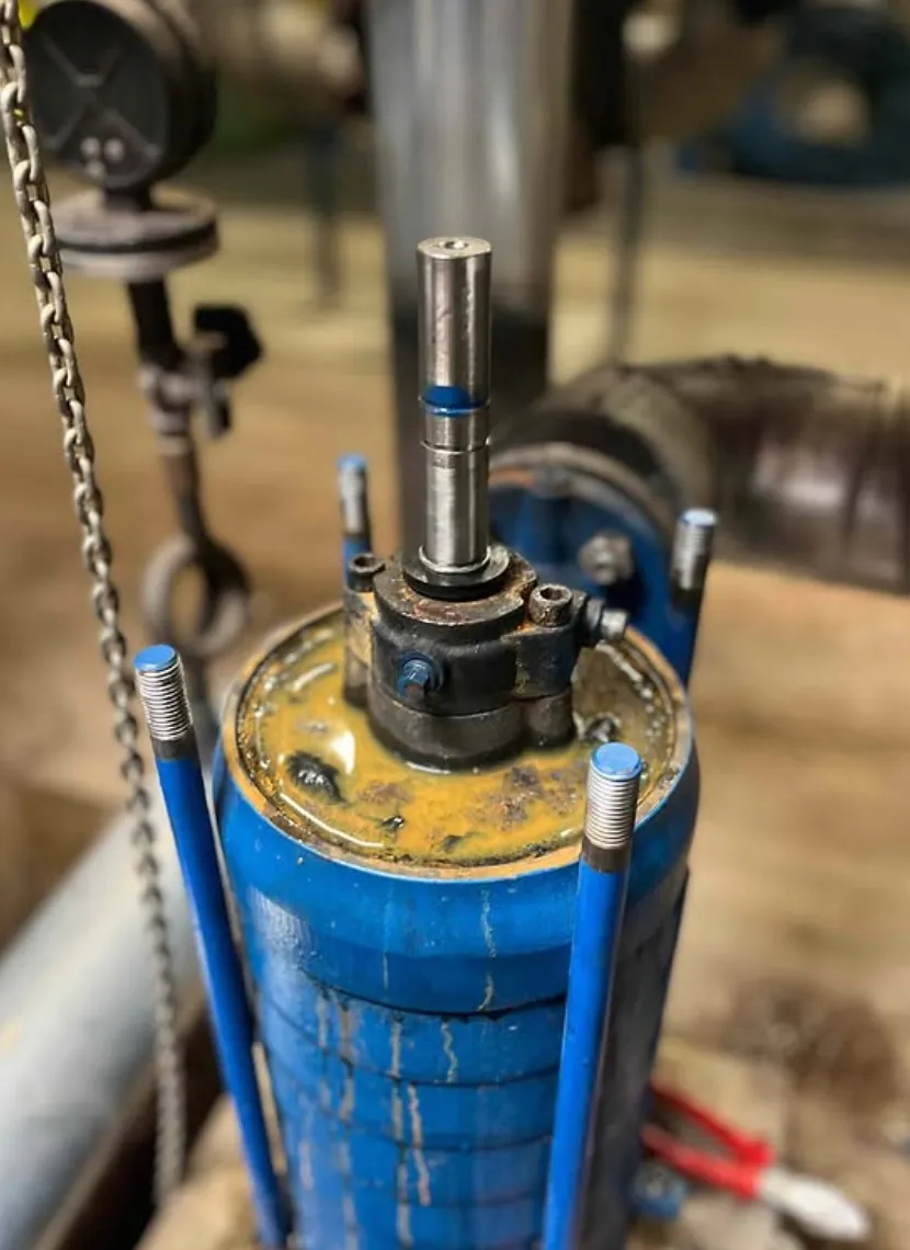Close-up of a red fire sprinkler head covered in black soot residue.