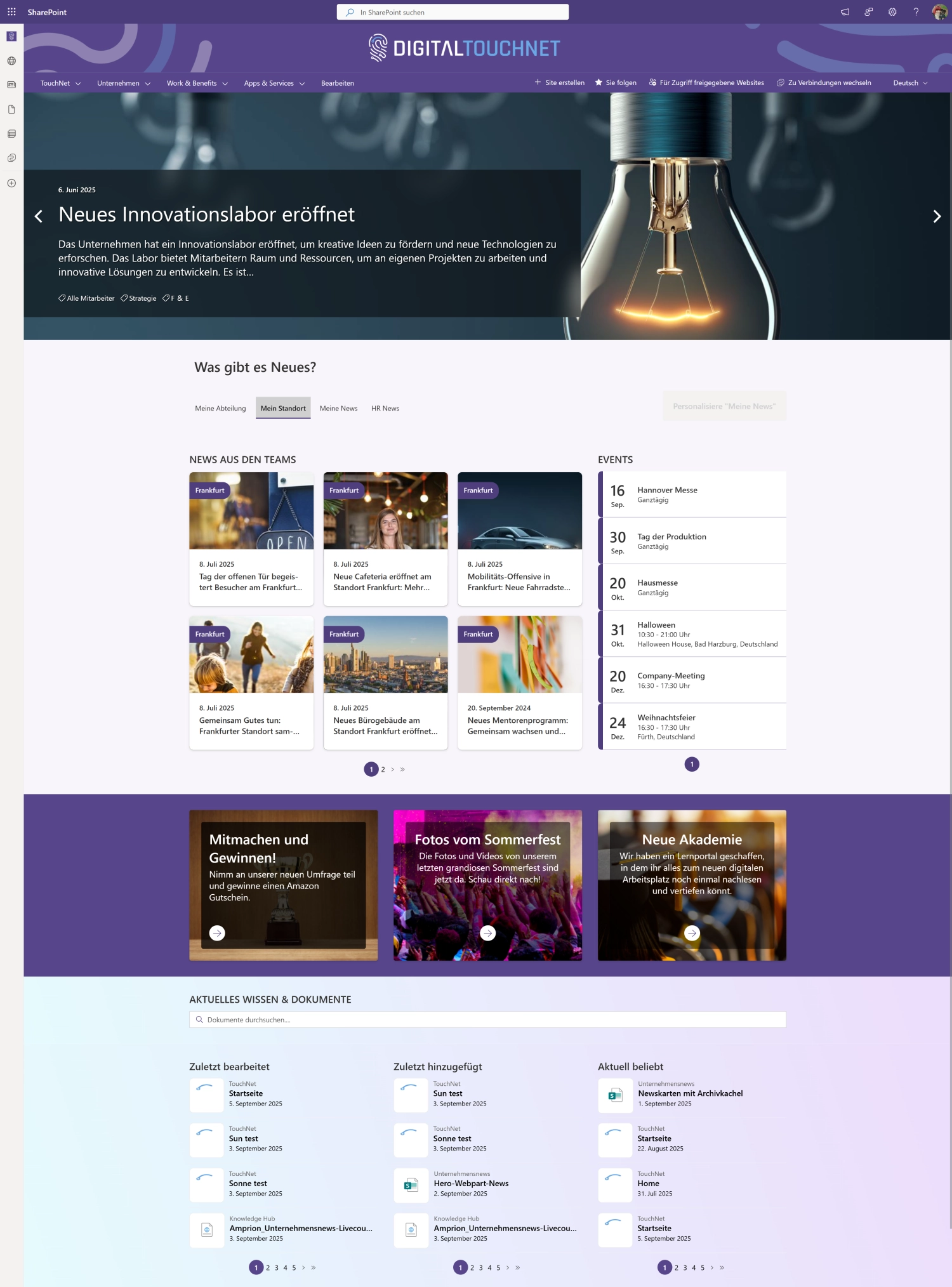 M365 Intranet Startseite