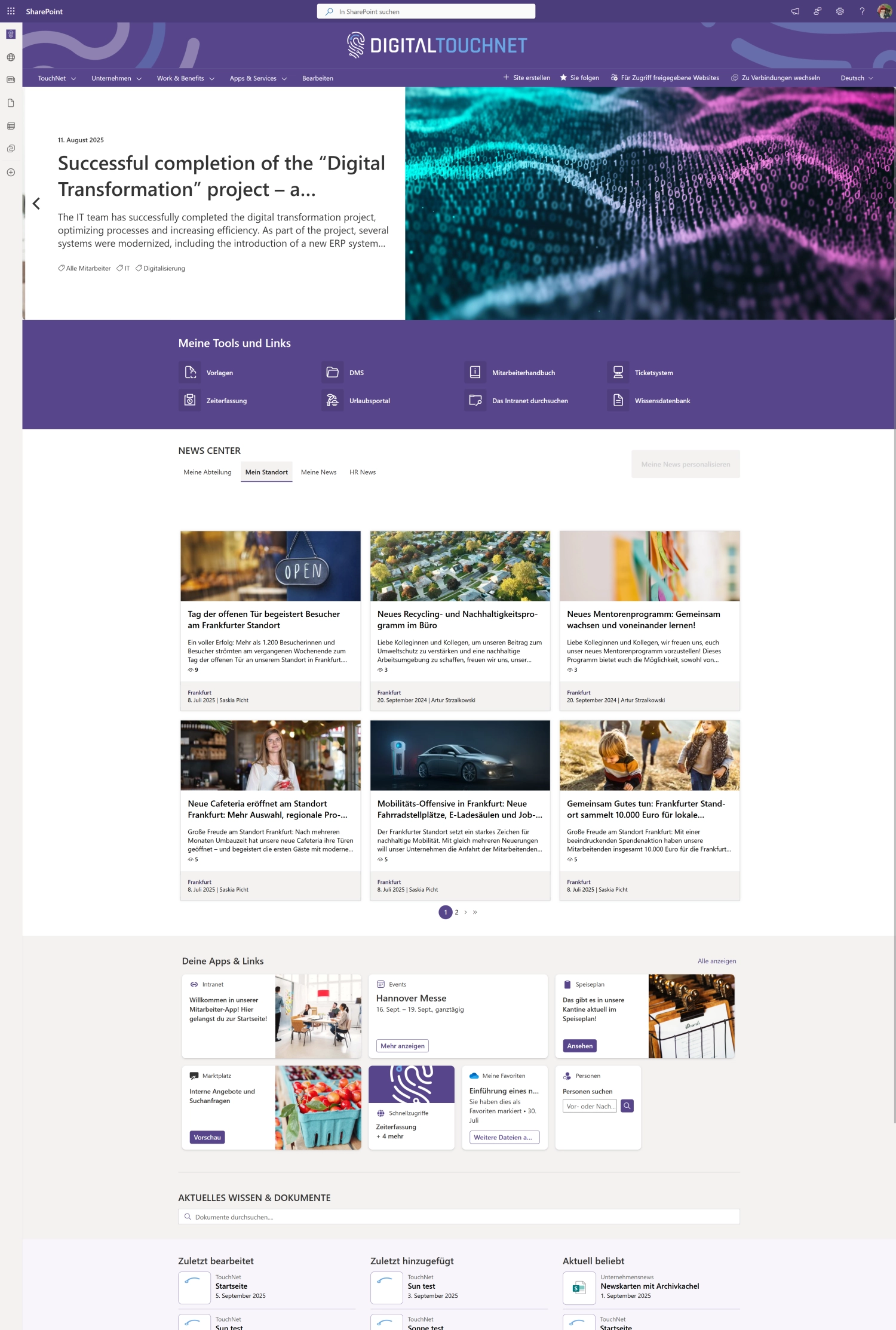 M365 Intranet Startseite