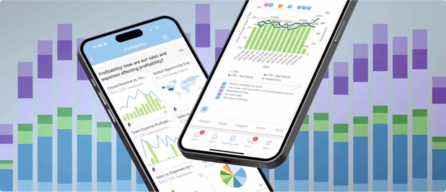 two phones with diagrams on screen
