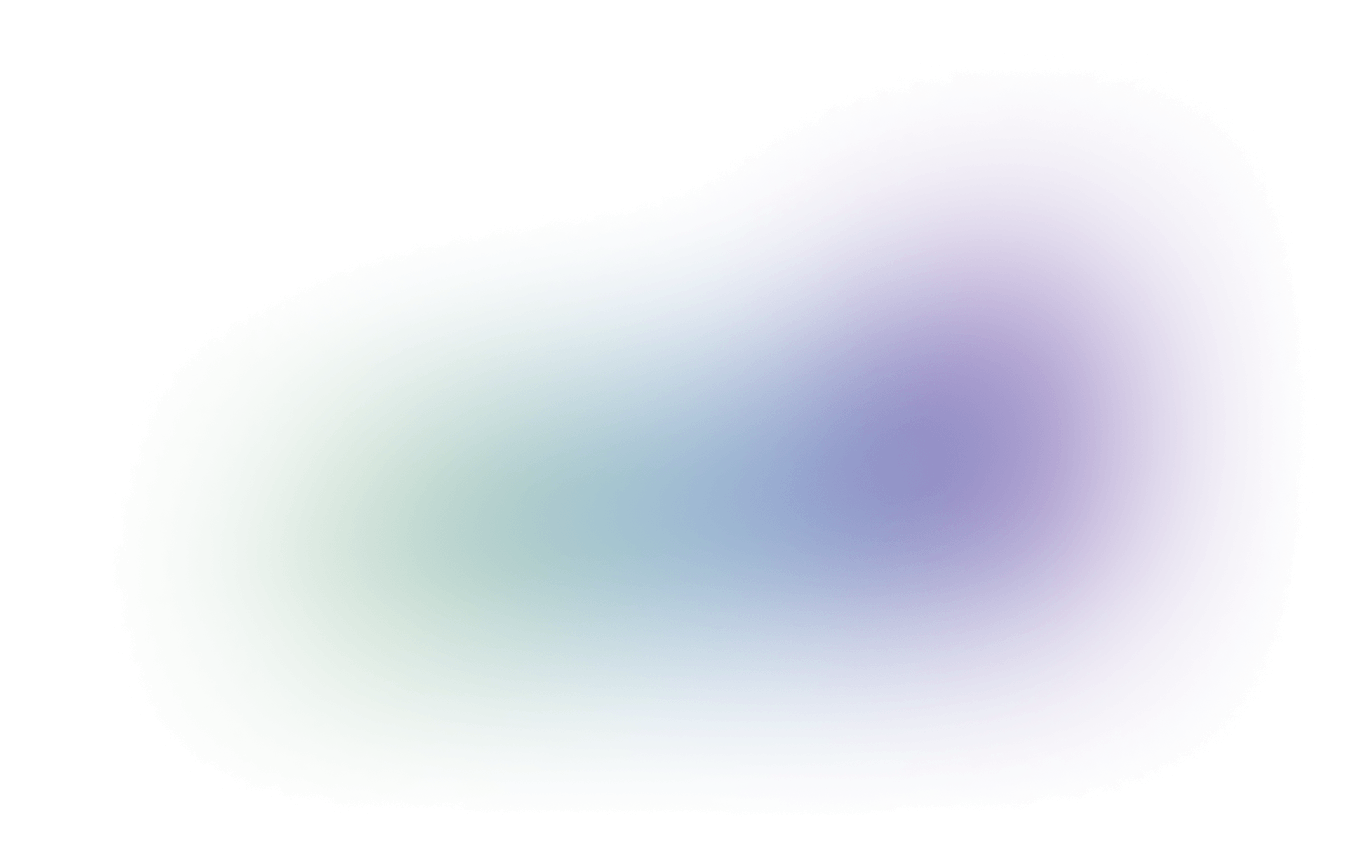 Abstract smooth gradient color shape blending green, blue, and purple hues on a transparent background.