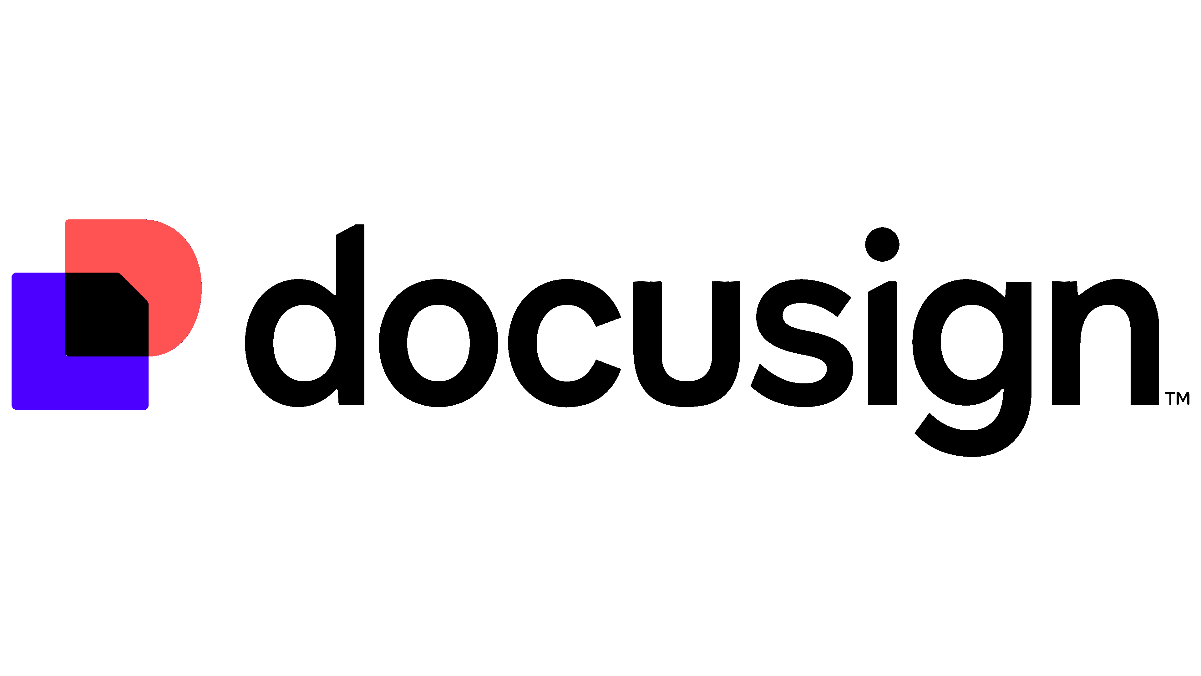 DocuSign company logo with stylized red and blue overlapping shapes and black text.
