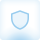 Blue shield icon with subtle glow on a light background.