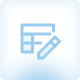 Blue edit icon with a pencil over a document.