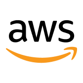 Amazon Web Services (AWS) logo with a curved yellow arrow beneath the letters.