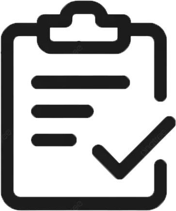 Clipboard icon with three horizontal lines and a checkmark indicating task completion.