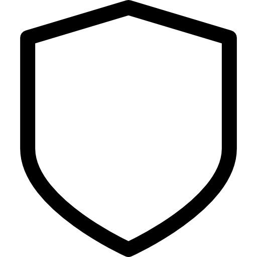 Simple black outline of a shield with a pointed bottom on a white background.