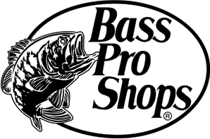 Bass Pro Shops logo with a detailed fish illustration inside an oval frame.