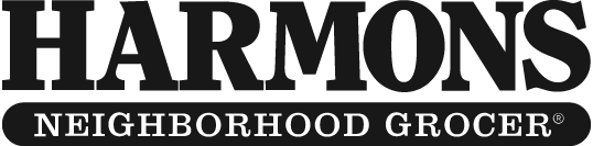 HARMONS Neighborhood Grocer logo with bold uppercase font.