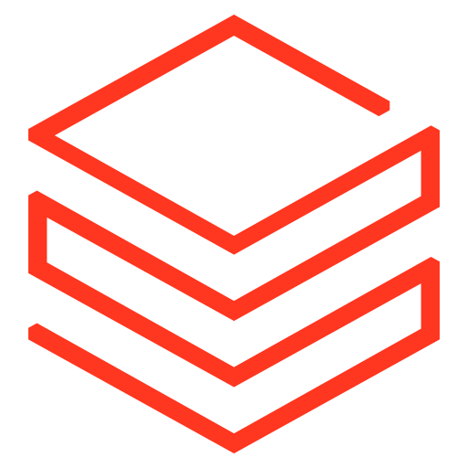 Abstract red geometric icon with layered diamond shapes on a transparent background.