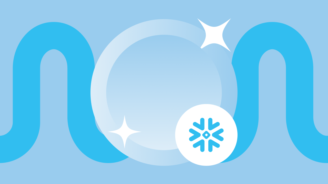 Blue wave pattern on light blue background with transparent bubble and snowflake icon.
