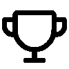 Black silhouette of a trophy cup with handles on both sides.