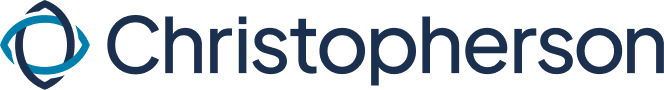Christopher logo with a stylized blue and teal geometric emblem.