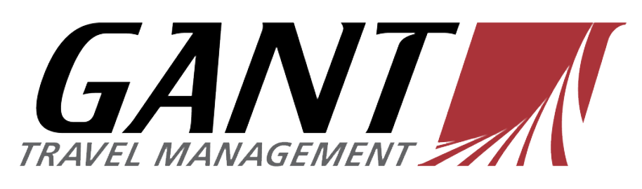 GANT Travel Management logo with stylized red and white design element.