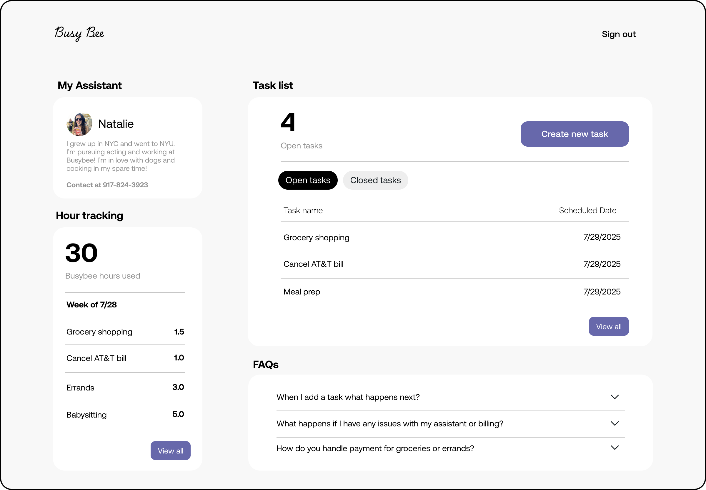 Dashboard mockup