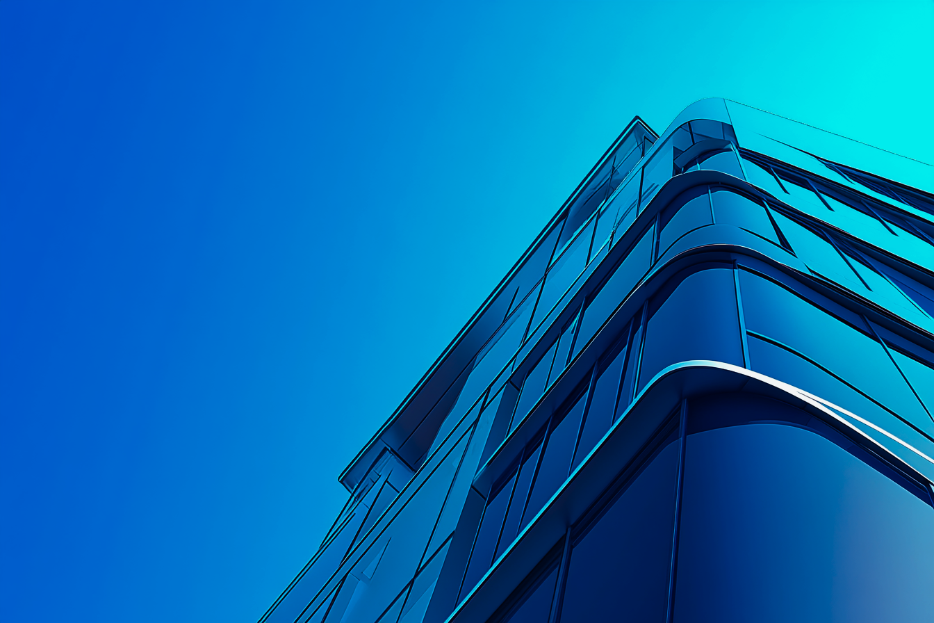 A tall building with a blue sky in the background