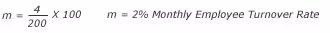 Equation for calculating monthly employee turnover