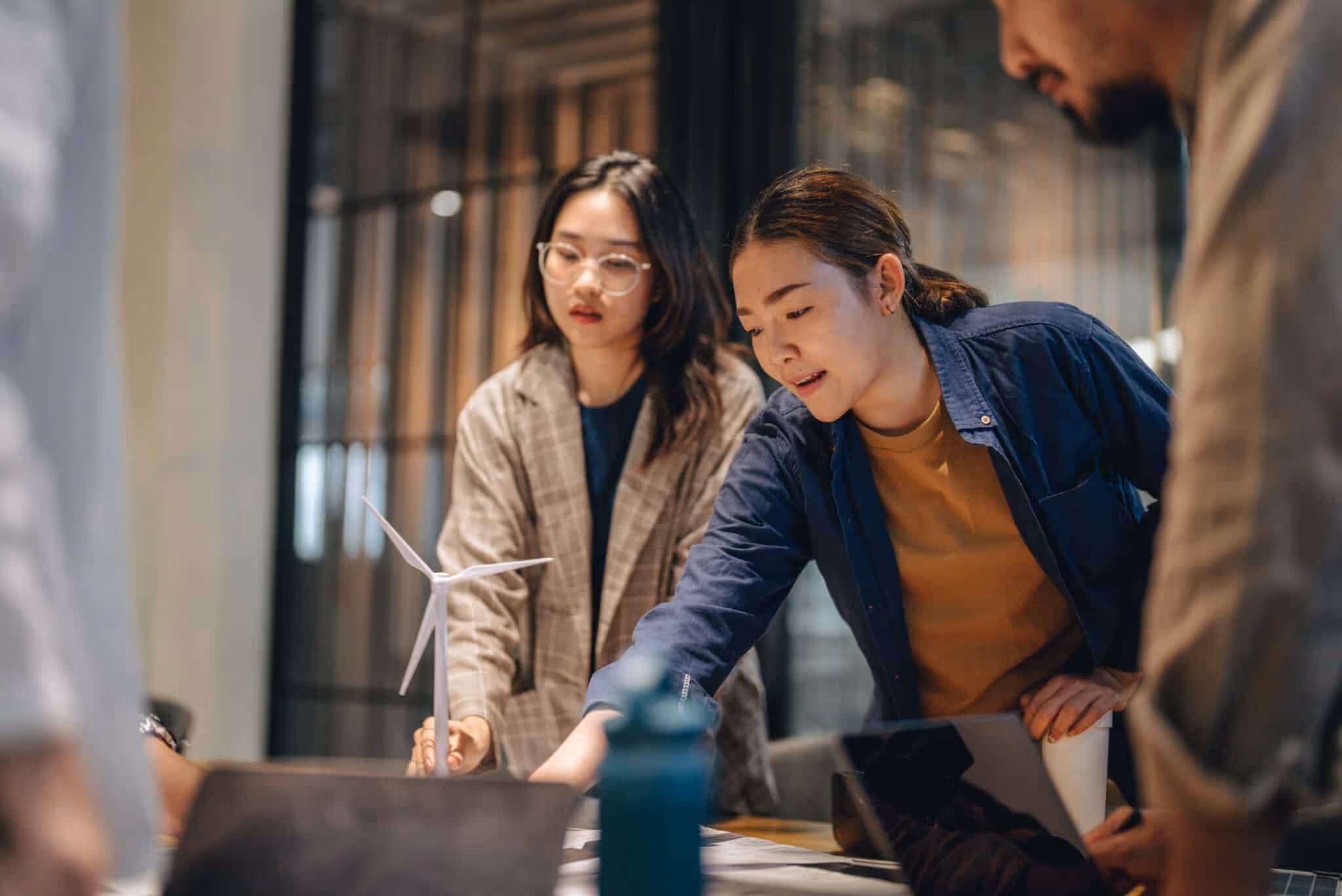 architects team talking about a new project in the office.