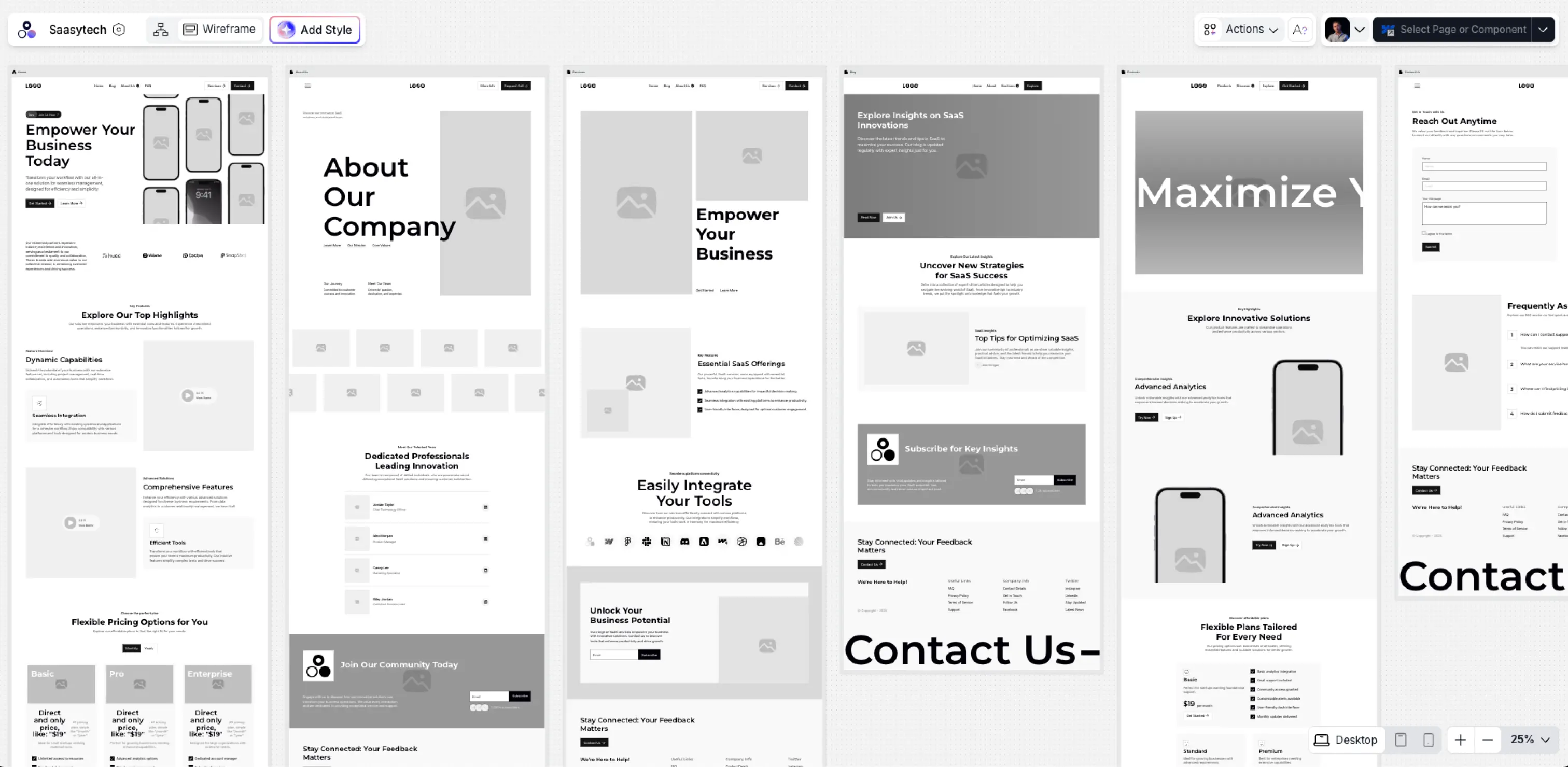Wireframe design build with Modulify. 
